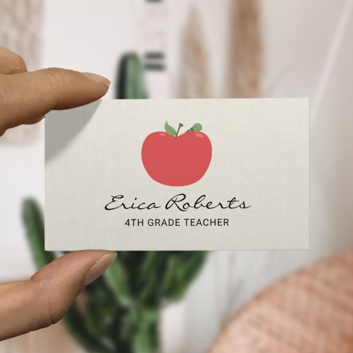Cute Apple  Worm Teacher Tutor Business Card