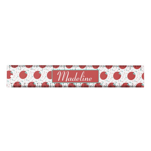 Cute Apples Confetti Name Ruler (Front)