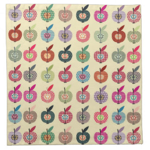 Cute Apples in Retro Style Cloth Napkin