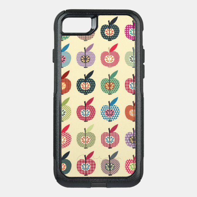 Cute Apples in Retro Style Otterbox iPhone Case (Back)