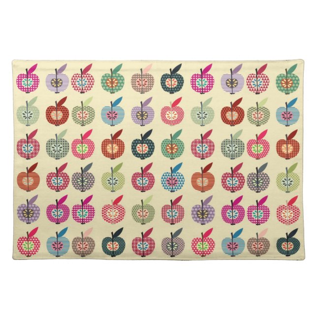 Cute Apples in Retro Style Placemat (Front)