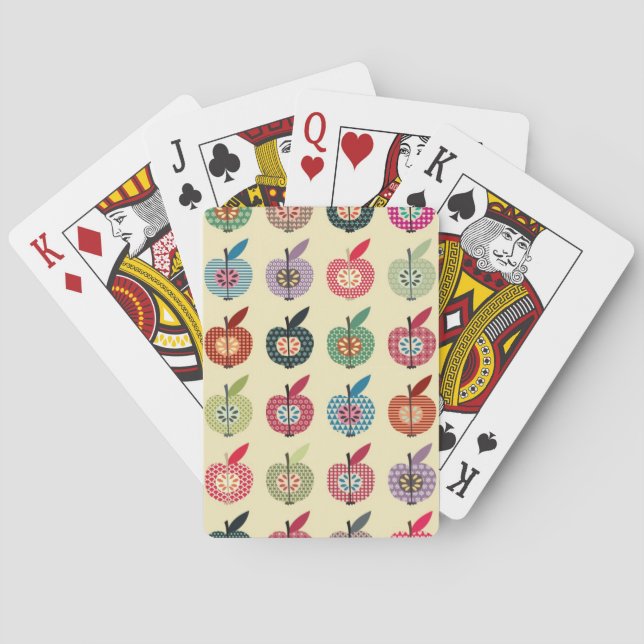 Cute Apples in Retro Style Poker Cards (Back)