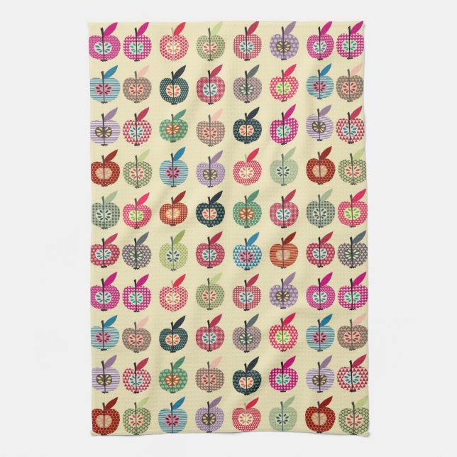Cute Apples in Retro Style Towel (Vertical)