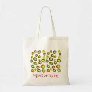 Cute apples reading kid's library Tote Bag