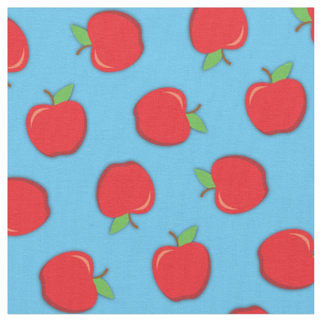 Cute Apples School Supplies Teacher Fabric (Close Up)
