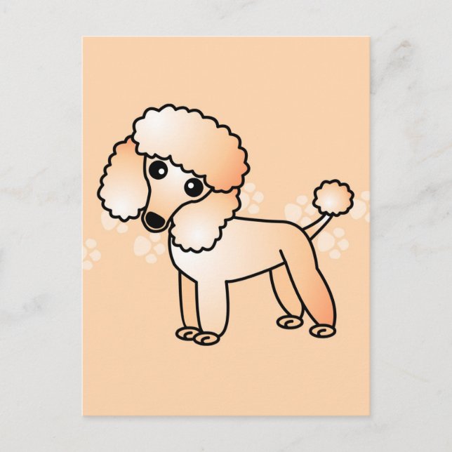 Cute Apricot  Poodle Cartoon Postcard (Front)