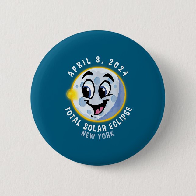 Cute April 8 Solar Eclipse York Button (Front)