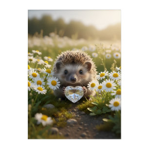 Cute April Hedgehog with Diamond Heart Acrylic Print