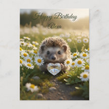 Cute April Hedgehog with Diamond Heart