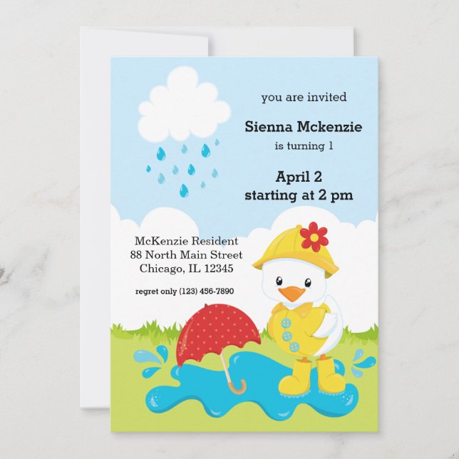 Cute April Showers Invitation (Front)