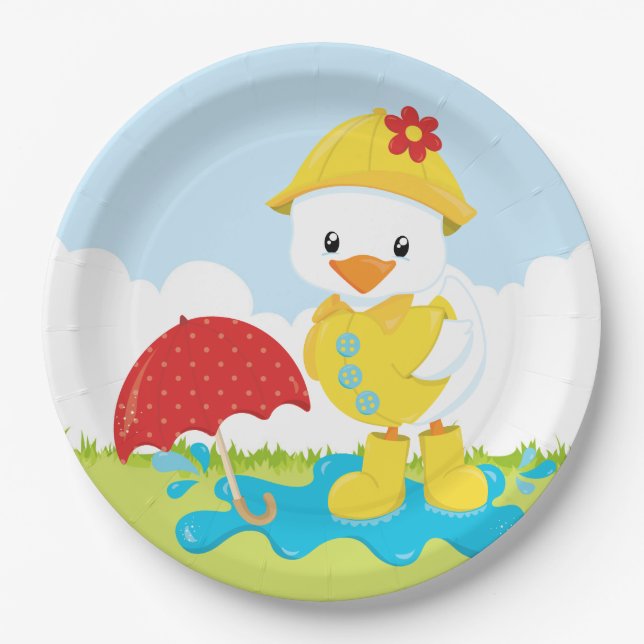 Cute April showers Paper Plates (Front)