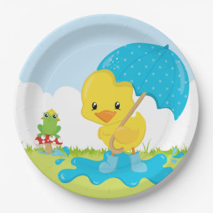 Cute April showers Paper Plates
