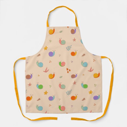Cute apron with snails and flowers