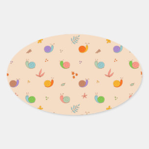 Cute apron with snails and flowers oval sticker