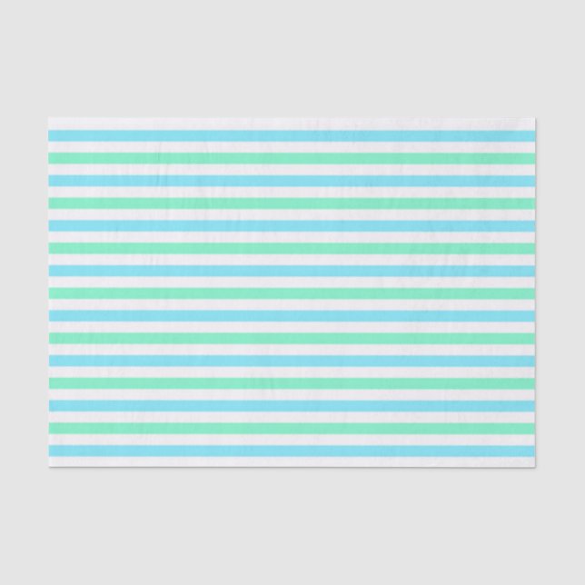 Cute Aqua and Mint Green Stripes Tissue Paper (Front)