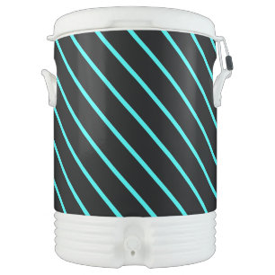 Cute aqua black stripes beverage cooler