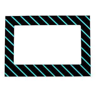 Cute aqua black stripes magnetic frame