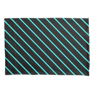 Cute aqua black stripes pillow case