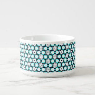 Cute Aqua Blue and White Floral Pattern   Bowl