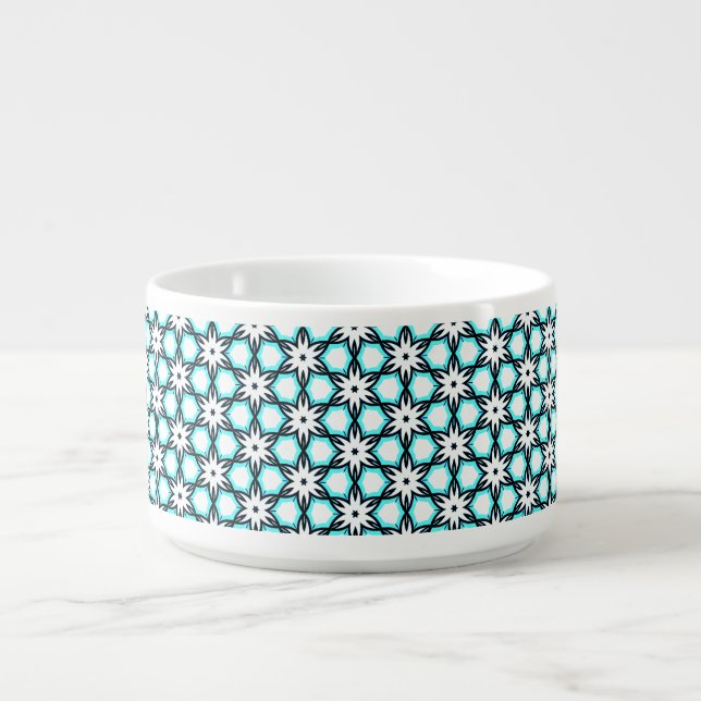 Cute Aqua Blue and White Floral Pattern   Bowl (Center)