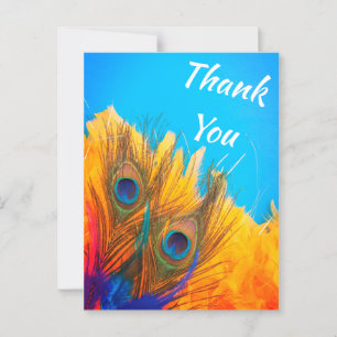 Cute Aqua Blue Elegant Peacock Feather Postcard