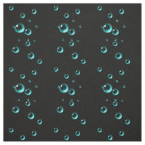 Cute Aqua Blue Floating Bubbles On Black Fabric