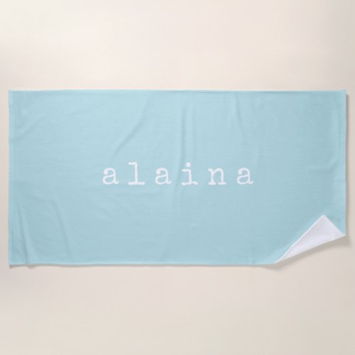 Cute Aqua Blue Monogrammed Typewriter Lettering Beach Towel