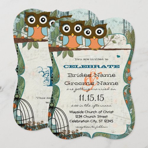 Cute Aqua Blue Owl Marry My Best Friend Wedding Invites