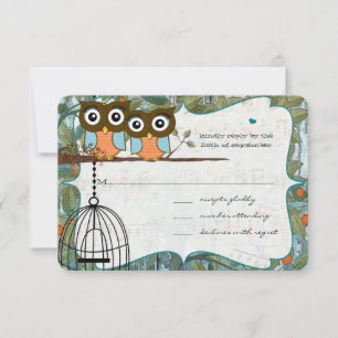Cute Aqua Blue Owl Marry My Best Friend Wedding RSVP Card
