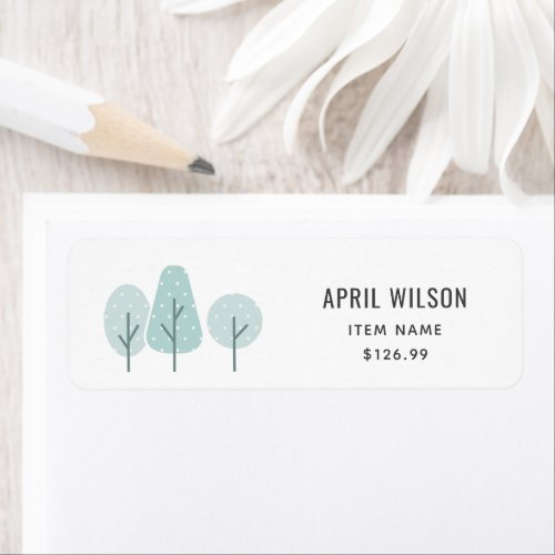 CUTE AQUA BLUE TEAL TREE TRIO LANDSCAPING PRICE LABEL