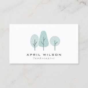 CUTE AQUA BLUE TEAL TREE TRIO LANDSCAPING SERVICE BUSINESS CARD