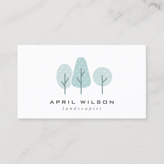 CUTE AQUA BLUE TEAL TREE TRIO LANDSCAPING SERVICE BUSINESS CARD (Front)