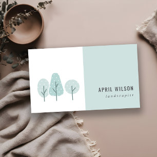 CUTE AQUA BLUE TEAL TREE TRIO LANDSCAPING SERVICE BUSINESS CARD