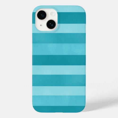 Cute Aqua Blue Textured Stripes Pattern Case_Mate iPhone 14 Case
