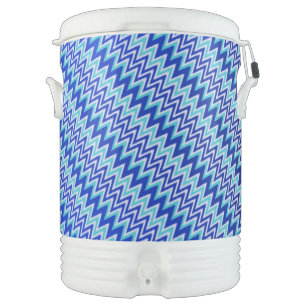 Cute aqua blue zigzag stripes beverage cooler