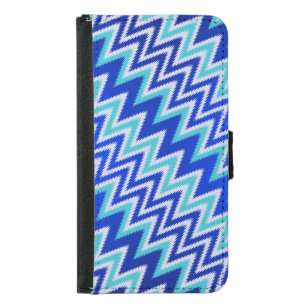 Cute aqua blue zigzag stripes wallet phone case for samsung galaxy s5