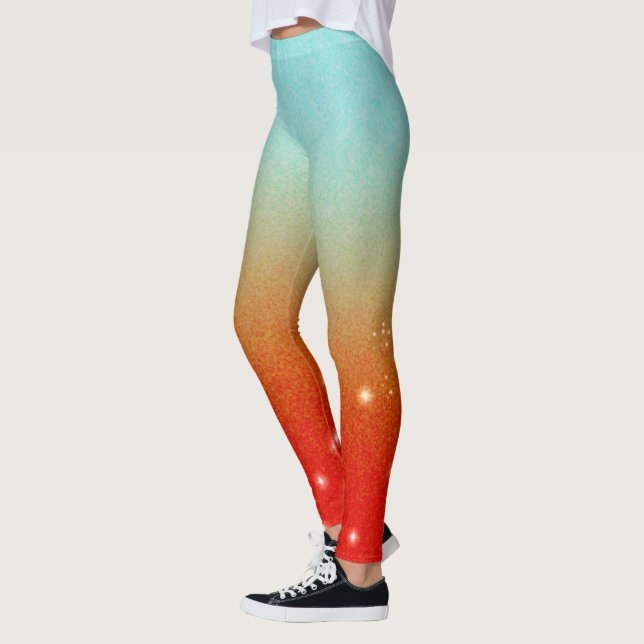 Cute Aqua Graduating to Red/Orange >Girly Leggings (Left)