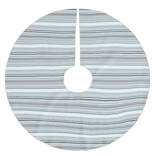 Cute aqua gray stripes brushed polyester tree skirt