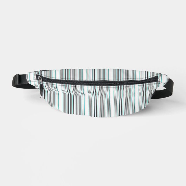 Cute aqua gray stripes fanny pack (Front)