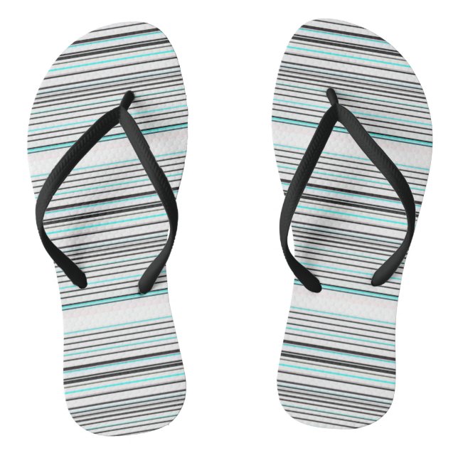 Cute aqua gray stripes flip flops (Footbed)