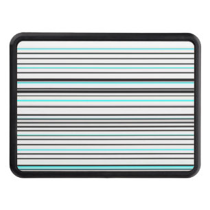 Cute aqua gray stripes hitch cover