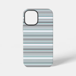 Cute aqua gray stripes iPhone 12 mini case