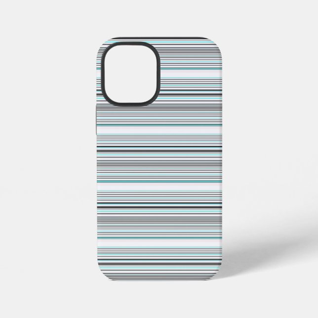 Cute aqua gray stripes iPhone case (Back)