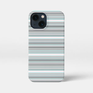 Cute aqua gray stripes iPhone 13 mini case