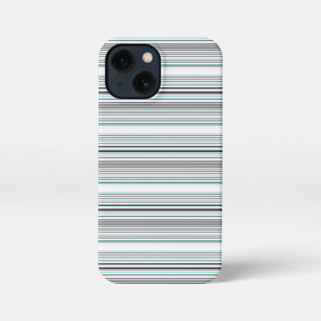 Cute aqua gray stripes iPhone case (Back)