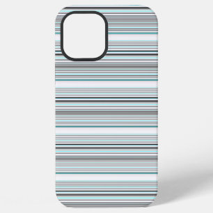 Cute aqua gray stripes iPhone 12 pro max case