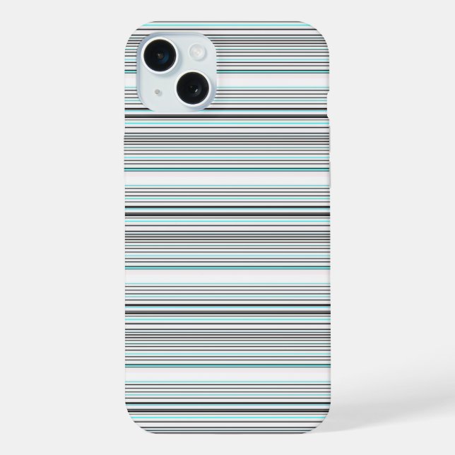 Cute aqua gray stripes iPhone case (Back)