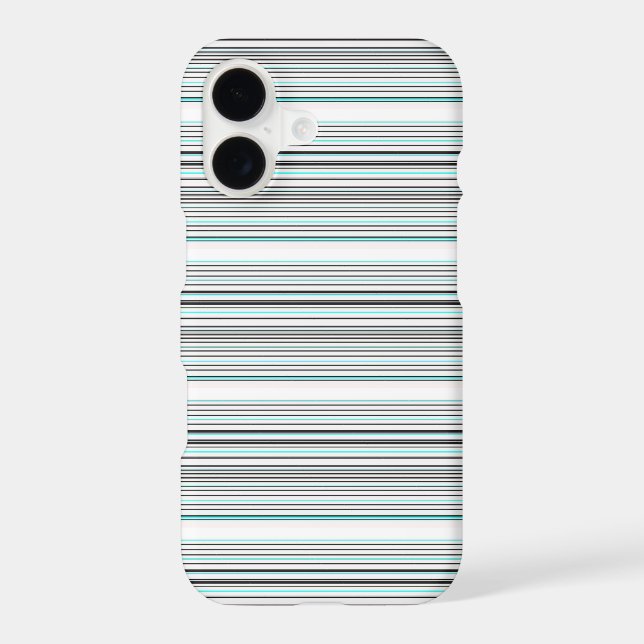 Cute aqua gray stripes iPhone case (Back)