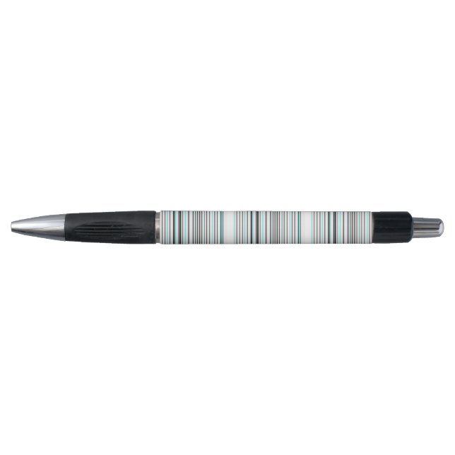 Cute aqua gray stripes pen (Front)