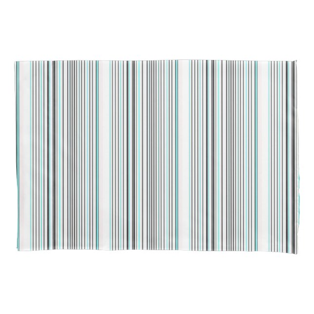 Cute aqua gray stripes pillow case (Front-Left)